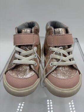 NWT See Kai Run Baby sz 4 High Top Hook and Loop Sneakers- Metallic Rose Gold